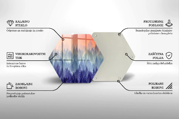 Chopping board glass Forest at sunset