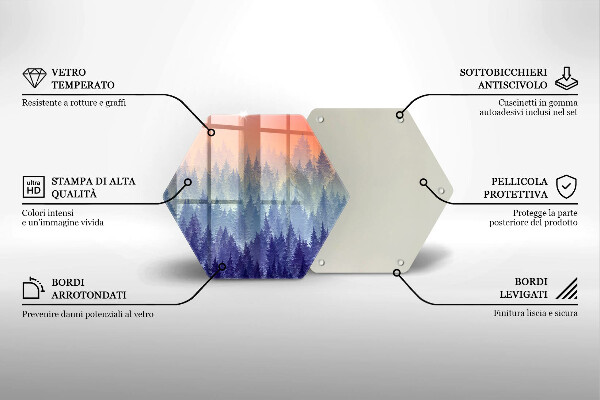 Chopping board glass Forest at sunset