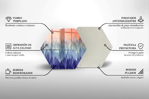 Chopping board glass Forest at sunset