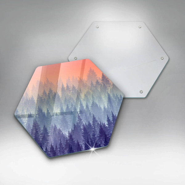 Chopping board glass Forest at sunset