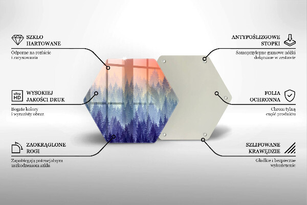 Chopping board glass Forest at sunset