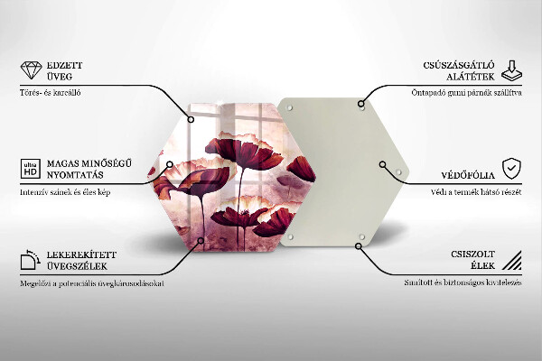 Chopping board glass Painting flowers