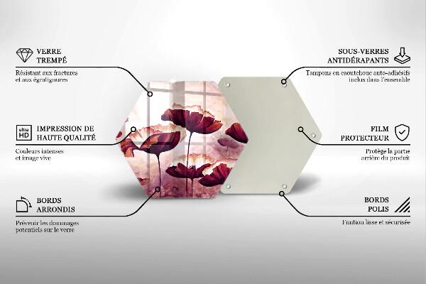 Chopping board glass Painting flowers