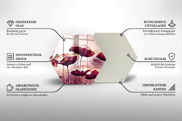 Chopping board glass Painting flowers