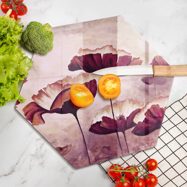 Chopping board glass Painting flowers