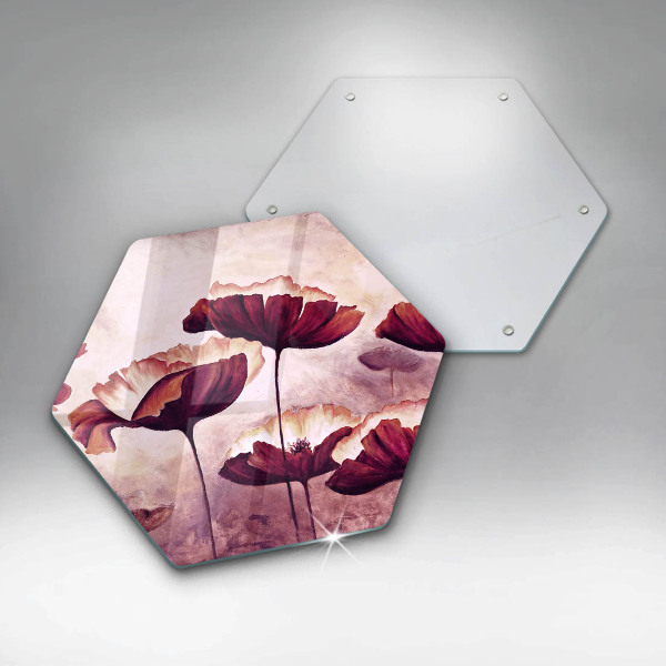 Chopping board glass Painting flowers