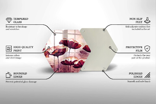Chopping board glass Painting flowers