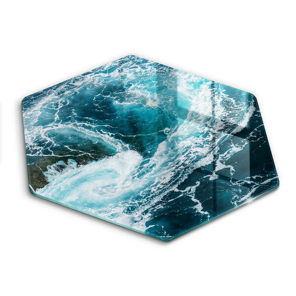 Chopping board glass Foamed water waves