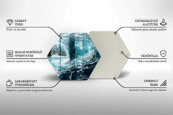 Chopping board glass Foamed water waves