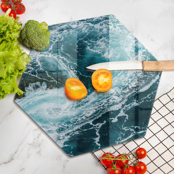 Chopping board glass Foamed water waves