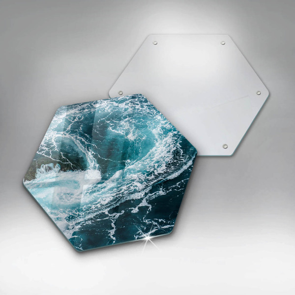 Chopping board glass Foamed water waves