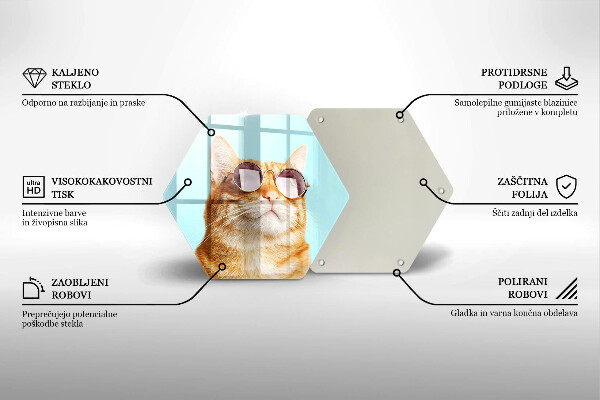Chopping board glass Rudy Cat with glasses
