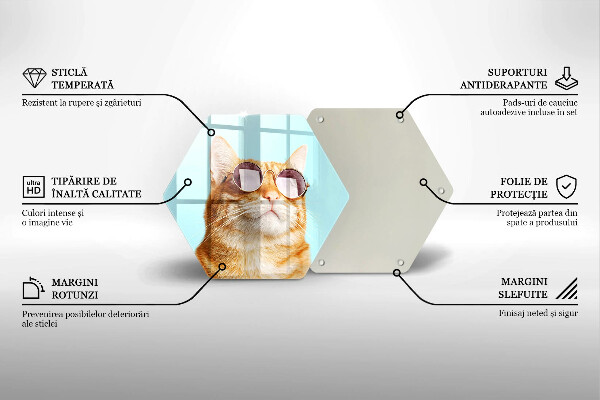 Chopping board glass Rudy Cat with glasses