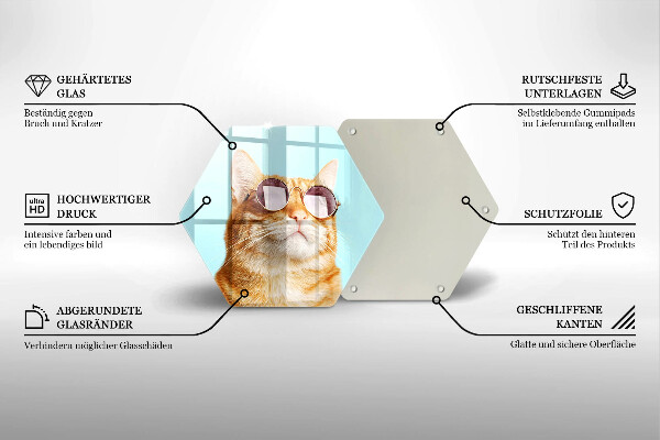 Chopping board glass Rudy Cat with glasses