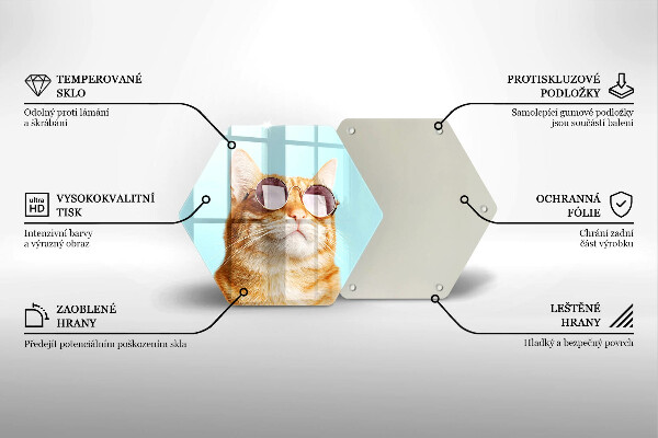 Chopping board glass Rudy Cat with glasses