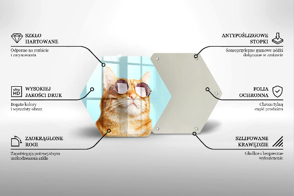 Chopping board glass Rudy Cat with glasses