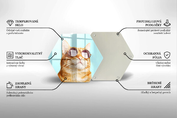 Chopping board glass Rudy Cat with glasses