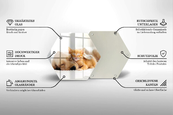 Chopping board glass Animals dog and cat