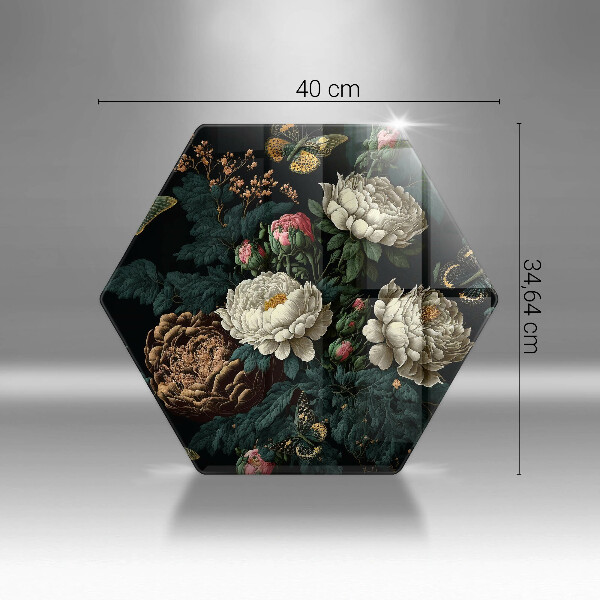 Chopping board glass Vintage peony flowers