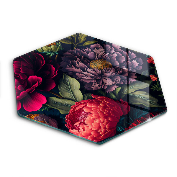 Chopping board glass Beautiful flowers