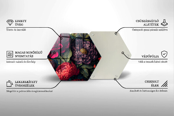 Chopping board glass Beautiful flowers