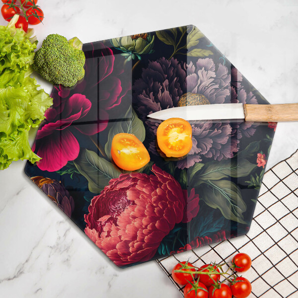 Chopping board glass Beautiful flowers