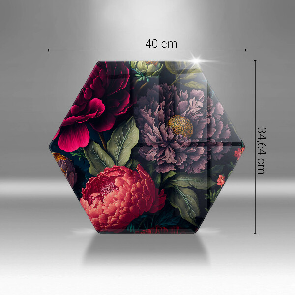 Chopping board glass Beautiful flowers