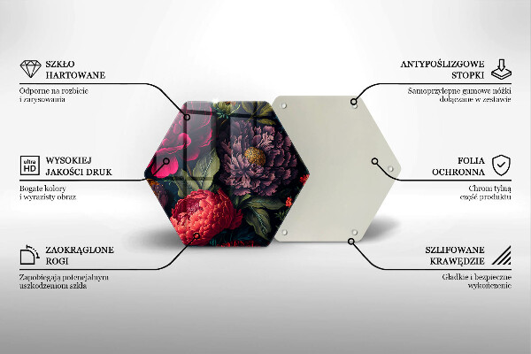 Chopping board glass Beautiful flowers