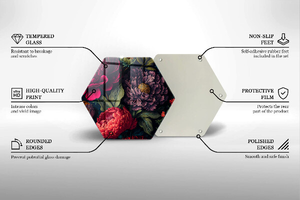 Chopping board glass Beautiful flowers