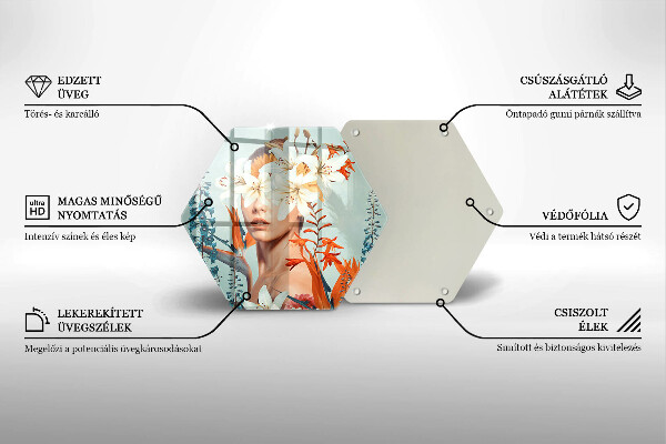 Chopping board glass A woman in flowers