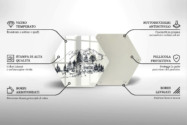 Cutting board Drawing a house in the mountains