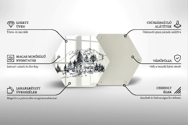 Cutting board Drawing a house in the mountains
