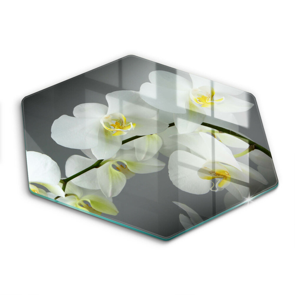 Chopping board White orchid flowers