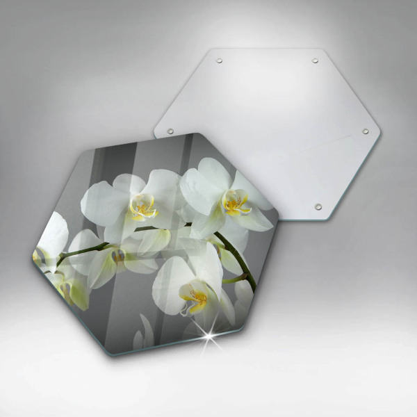 Chopping board White orchid flowers