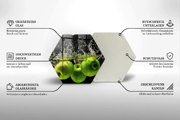 Kitchen worktop protector Green apples and water