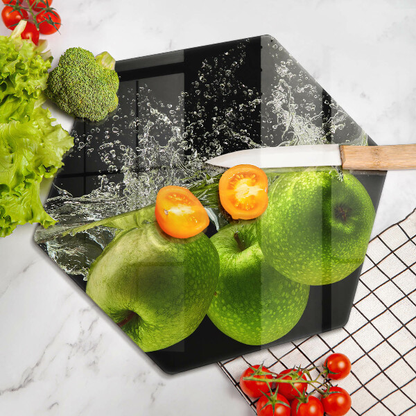 Kitchen worktop protector Green apples and water