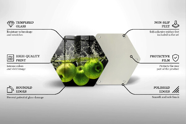 Kitchen worktop protector Green apples and water