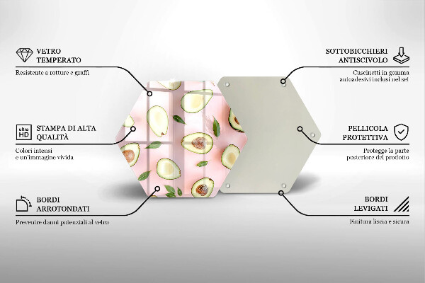 Chopping board glass Avocado pattern