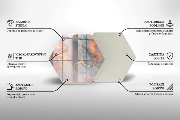 Chopping board glass Marble with gold