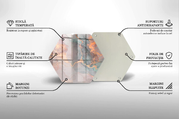 Chopping board glass Marble with gold