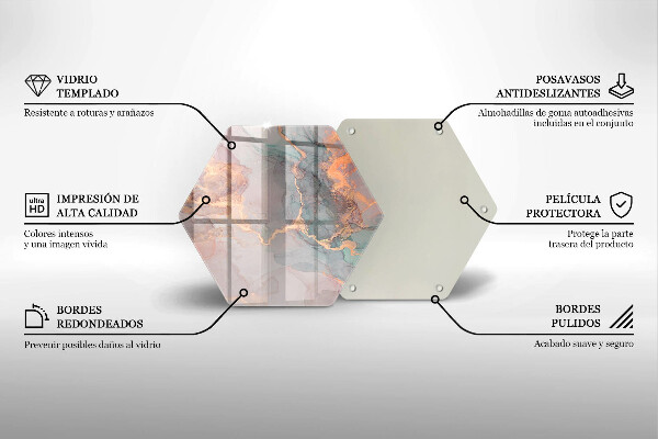 Chopping board glass Marble with gold