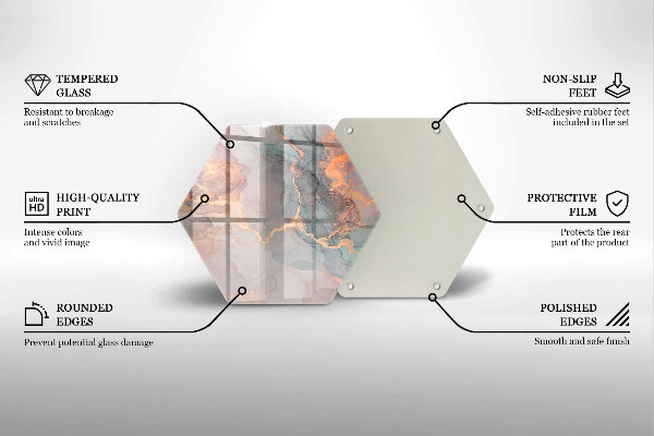 Chopping board glass Marble with gold