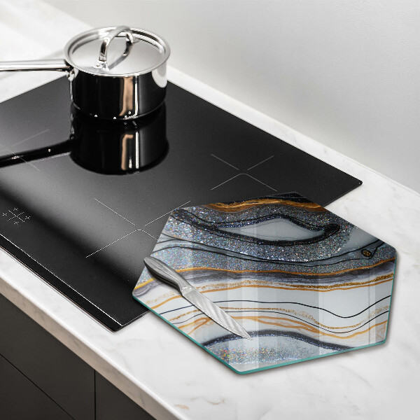 Chopping board glass Rock with gold