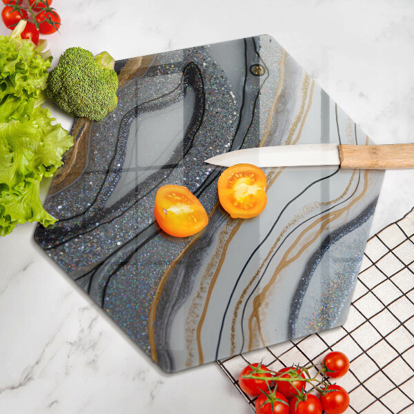Chopping board glass Rock with gold
