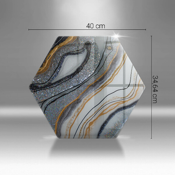 Chopping board glass Rock with gold