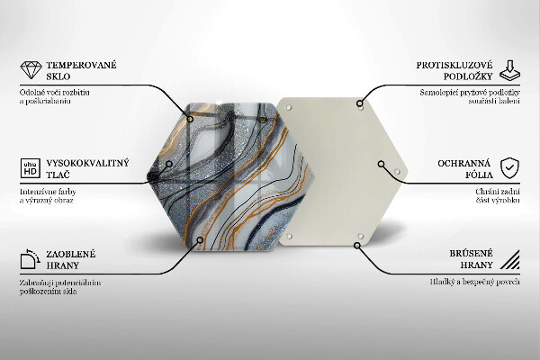 Chopping board glass Rock with gold