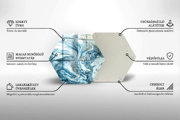 Chopping board glass Structure with gold