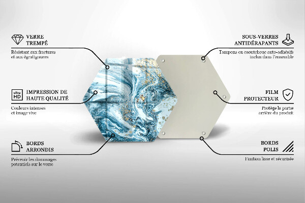 Chopping board glass Structure with gold