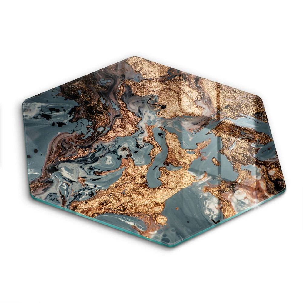 Chopping board glass Golden Rock structure