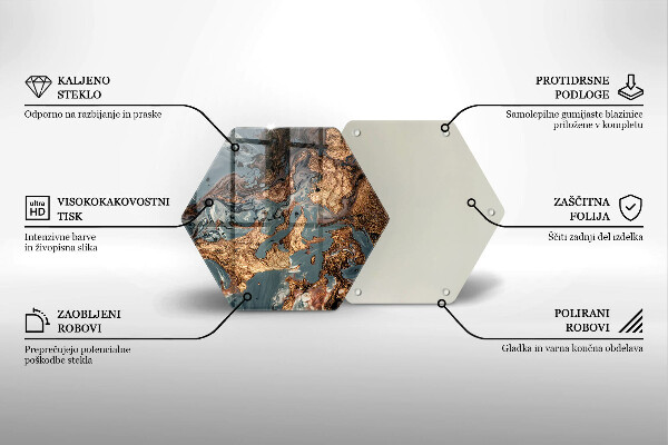 Chopping board glass Golden Rock structure